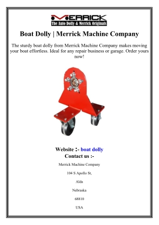 Boat Dolly | Merrick Machine Company