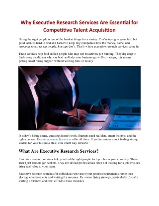 Why Executive Research Services Are Essential for Competitive Talent Acquisition