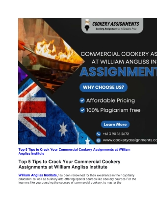 Top 5 Tips to Crack Your Commercial Cookery Assignments at William Angliss Institute