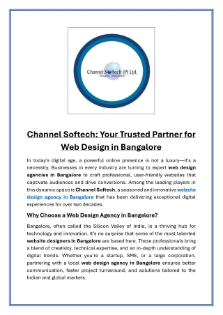 Channel Softech Your Trusted Partner for Web Design in Bangalore