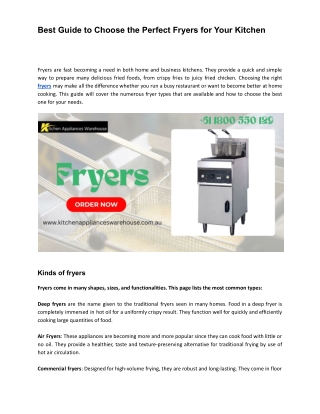 Best Guide to Choose the Perfect Fryers for Your Kitchen