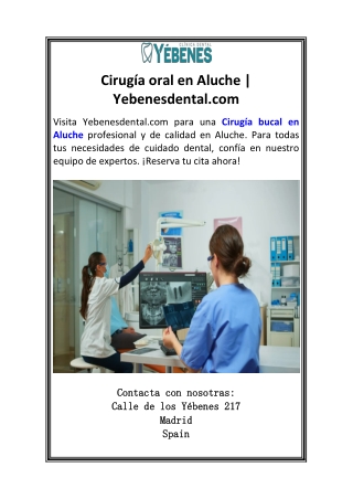 Cirugía oral en Aluche  Yebenesdental.com