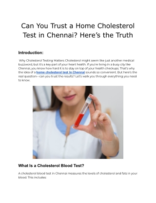 can you trust a home cholesterol test in chennai