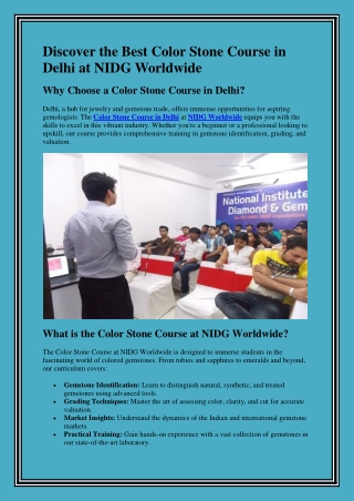 Color Stone Course in Delhi