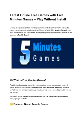 latest online free games with five minutes games