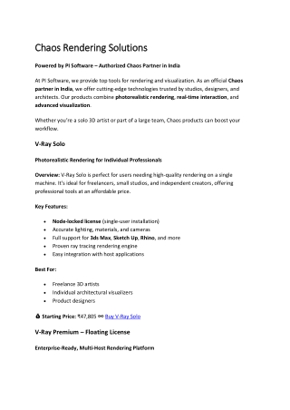 Buy Chaos Software in India | V-Ray, Enscape, Vantage – Official PI Software Par