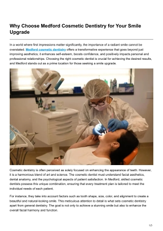 Why Choose Medford Cosmetic Dentistry for Your Smile Upgrade