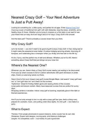 Nearest Crazy Golf – Your Next Adventure Is Just a Putt Away
