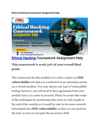 ethical hacking coursework assignment help