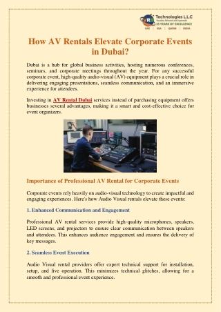 How AV Rentals Elevate Corporate Events in Dubai?