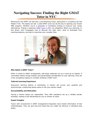 Navigating Success: Finding the Right GMAT Tutor in NYC