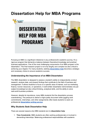 Dissertation Help for MBA Programs