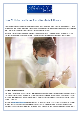 How PR Helps Healthcare Executives Build Influence