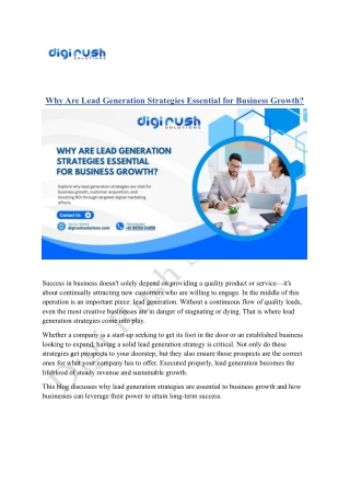 Why Are Lead Generation Strategies Essential for Business Growth