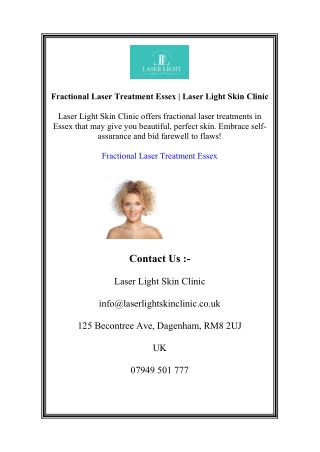 Fractional Laser Treatment Essex | Laser Light Skin Clinic