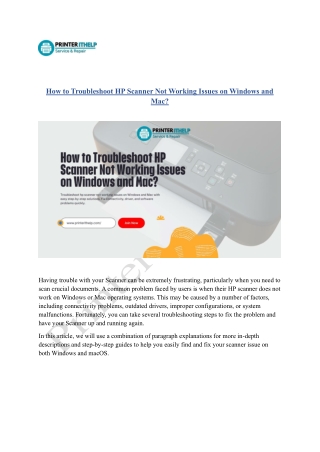 How to Troubleshoot HP Scanner Not Working Issues on Windows and Mac