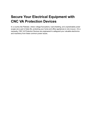 Secure Your Electrical Equipment with CNC VA Protection Devices