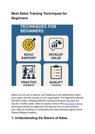 Best Sales Training Techniques for Beginners