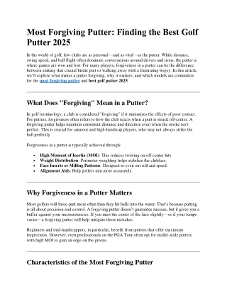 most forgiving putter finding the best golf