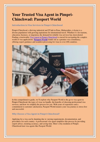 Visa Agent in Pimpri-Chinchwad