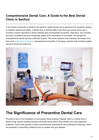 Comprehensive Dental Care A Guide to the Best Dental Clinic in Sanford