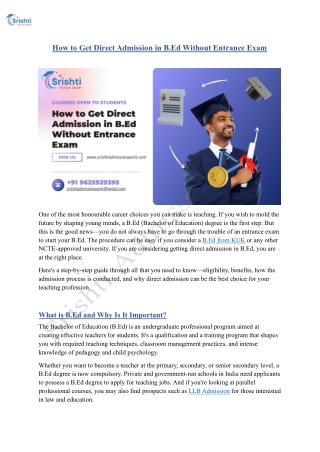 How to Get Direct Admission in B.Ed Without Entrance Exam
