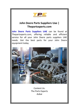 John Deere Parts Suppliers Uae  Thepartsxperts.com