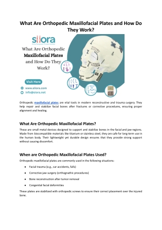 What Are Orthopedic Maxillofacial Plates and How Do They Work