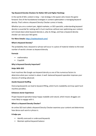 Top Keyword Density Checkers for Better SEO and Higher Rankings