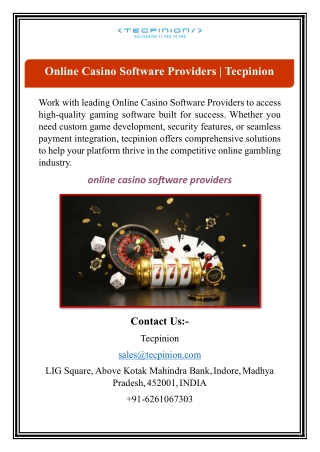Online Casino Software Providers | Tecpinion