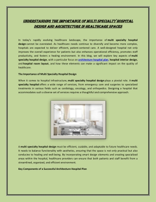 understanding the importance of multi specialty