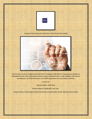 Company Credit Report by Cedar Rose | Data-Driven Risk Insights