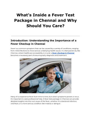 Accurate Fever Checkup Services Now Available at Your Doorstep in Chennai