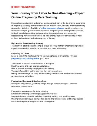 Your Journey from Labor to Breastfeeding – Expert Online Pregnancy Care Training (1)