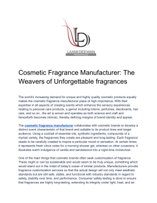 Cosmetic Fragrance Manufacturer_ The Weavers of Unforgettable fragrances