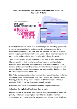 Don't Get Left Behind! Why Every Indian Business Needs a Mobile-Responsive Website