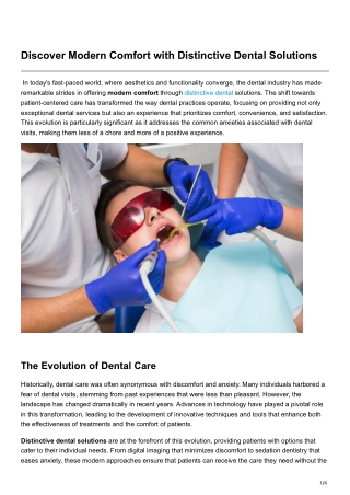 Discover Modern Comfort with Distinctive Dental Solutions