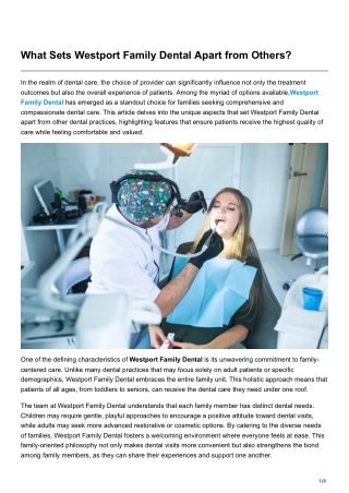 What Sets Westport Family Dental Apart from Others