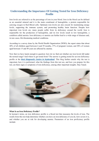 Understanding the Importance Of Getting Tested for Iron Deficiency Profile
