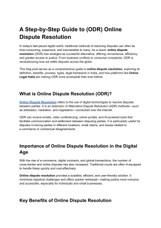 Comprehensive Guide to Online Dispute Resolution (ODR)