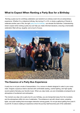 What to Expect When Renting a Party Bus for a Birthday