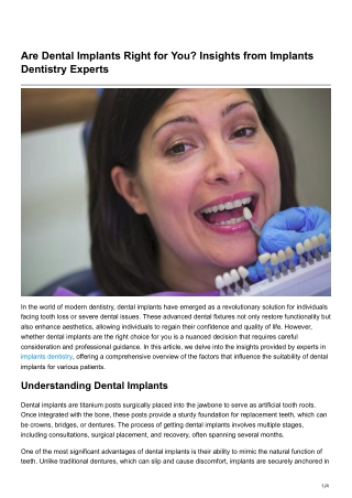 Are Dental Implants Right for You Insights from Implants Dentistry Experts