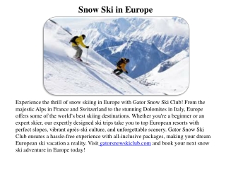 Snow Ski in Europe