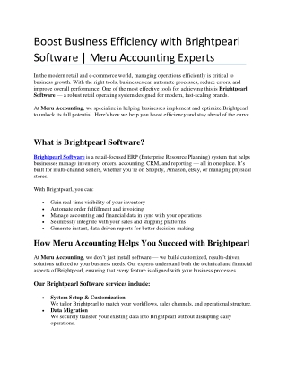 Boost Business Efficiency with Brightpearl Software-Meru Accounting