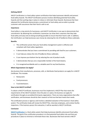 haccp certification