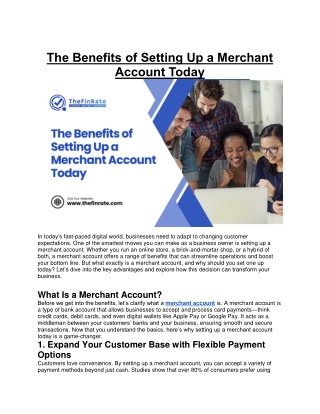 The Benefits of Setting Up a Merchant Account Today