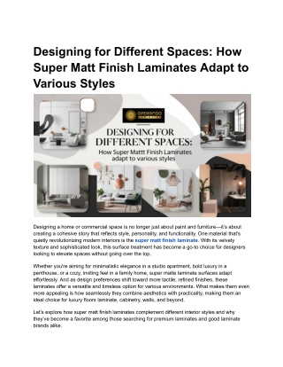 Designing for Different Spaces_ How Super Matt Finish Laminates Adapt to Various Styles
