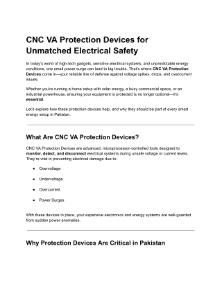 Secure Your Electrical Equipment with CNC VA Protection Devices