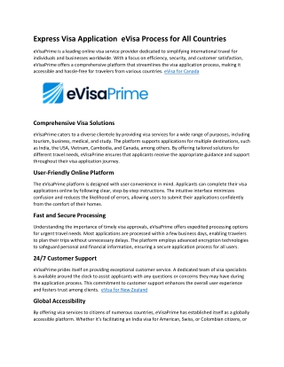 express visa application evisa process