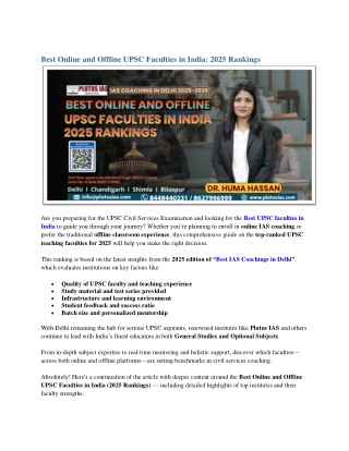 Best Online and Offline UPSC Faculties in India